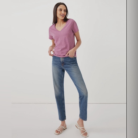 Pact Tops - NWT Pact 100% Organic Cotton Rosebud Heather V Neck Softspun Tee Shirt